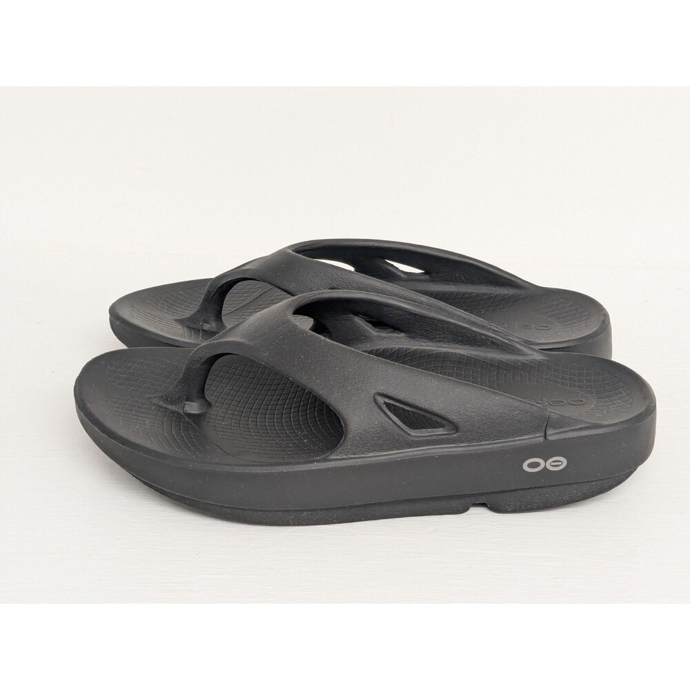 Oofos Unisex Ooriginal Active Sport Recovery Thong Sandals Black Flip-Flop M4 W6 - Picture 4 of 7